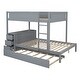 preview thumbnail 49 of 57, Full-over-Full Bunk Bed with Twin Size Trundle, Drawers and Desk