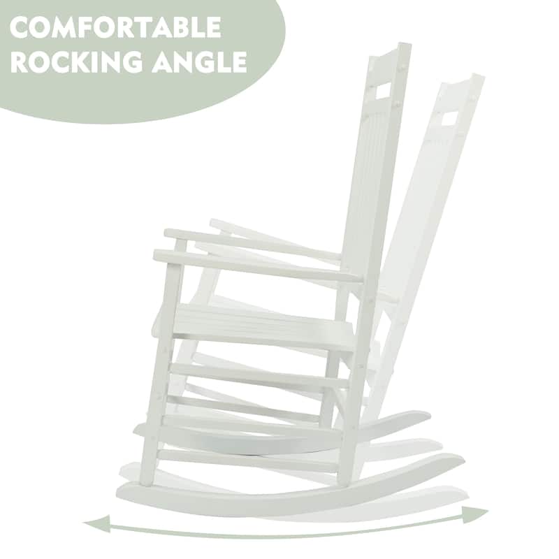 Kozyard High Back Slat Solid Wood Porch Rocking Chair