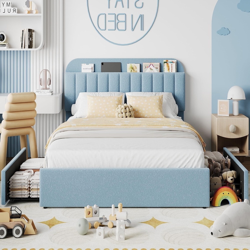 Bed Frame with Storage Headboard, 2 Drawers