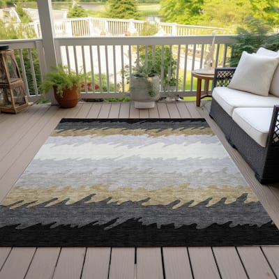 Machine Washable Indoor/ Outdoor Chantille Abstract Ombre Rug