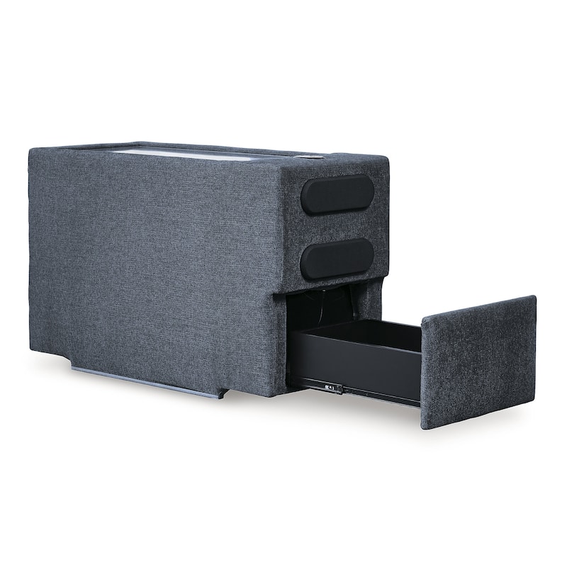 Signature Design by Ashley Modmax Blue 7-Piece Balanced Sectional with Audio and Storage Consoles - 124" W x 124" D x 36" H