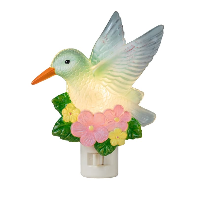 Novelty Lights LED Hummingbird Flowers Spring Easter Night Light with Swivel Plug - String Lights