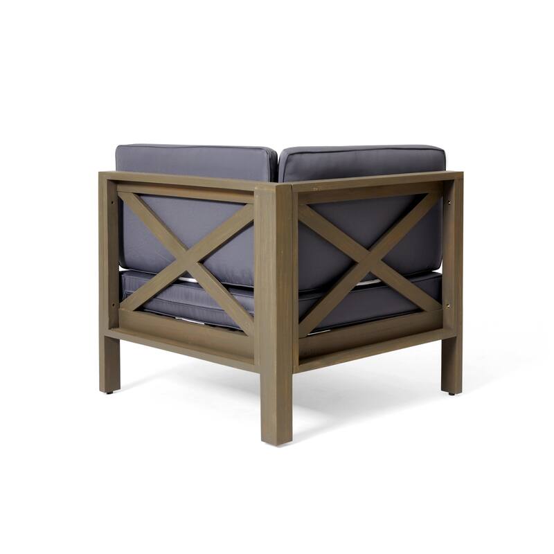 Brava Outdoor 11 Seater Acacia Wood Sectional Sofa and Club Chair Set by Christopher Knight Home