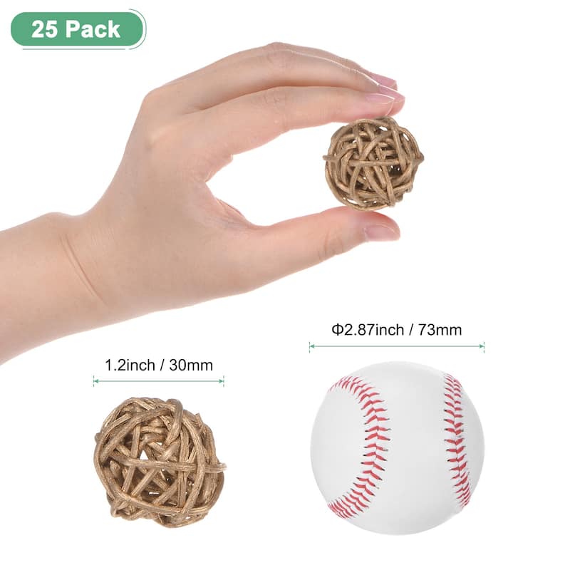 25-Pack Wicker Rattan Balls 1.2 Inch for Christmas/Weddings/DIY - Gold