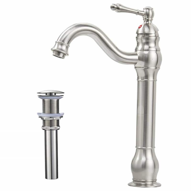 Single Handle Bathroom Vessel Faucet With Drain Assembly Single Hole Bathroon Vessel Sink Faucets Basin Vanity High Mixer Taps