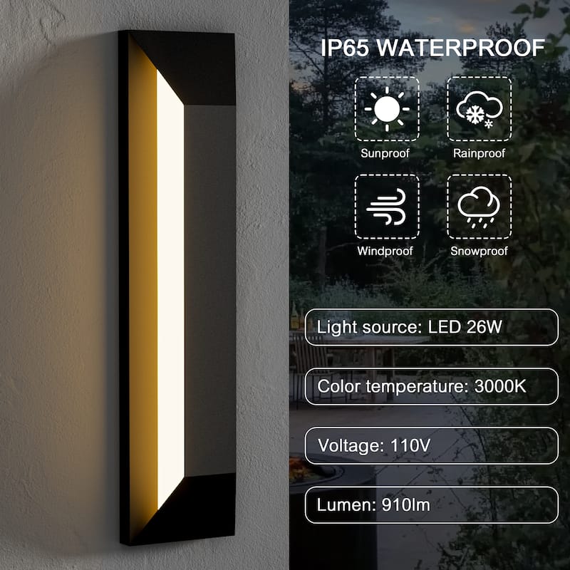 Black Outdoor LED Wall Lantern Sconce with Frosted Glass