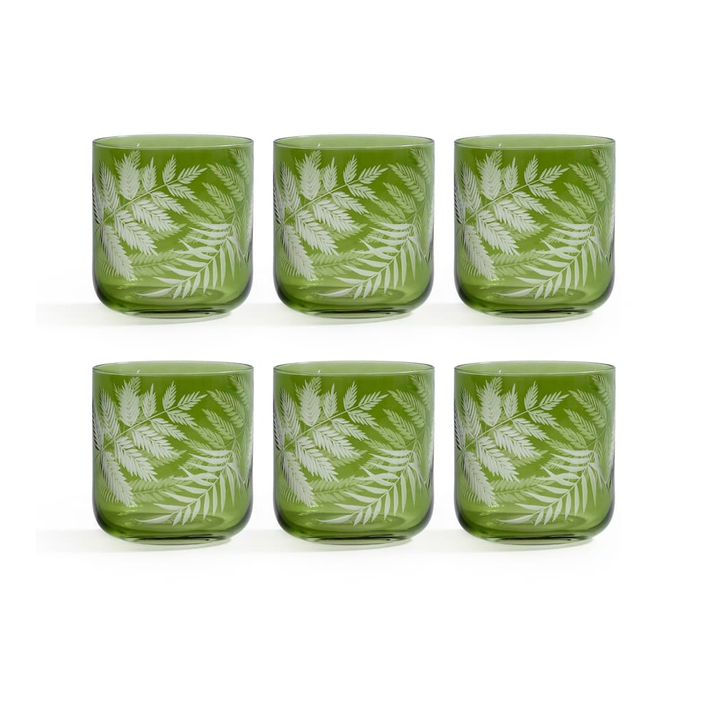 Fern Leaf Rock Glasses, Set of 6