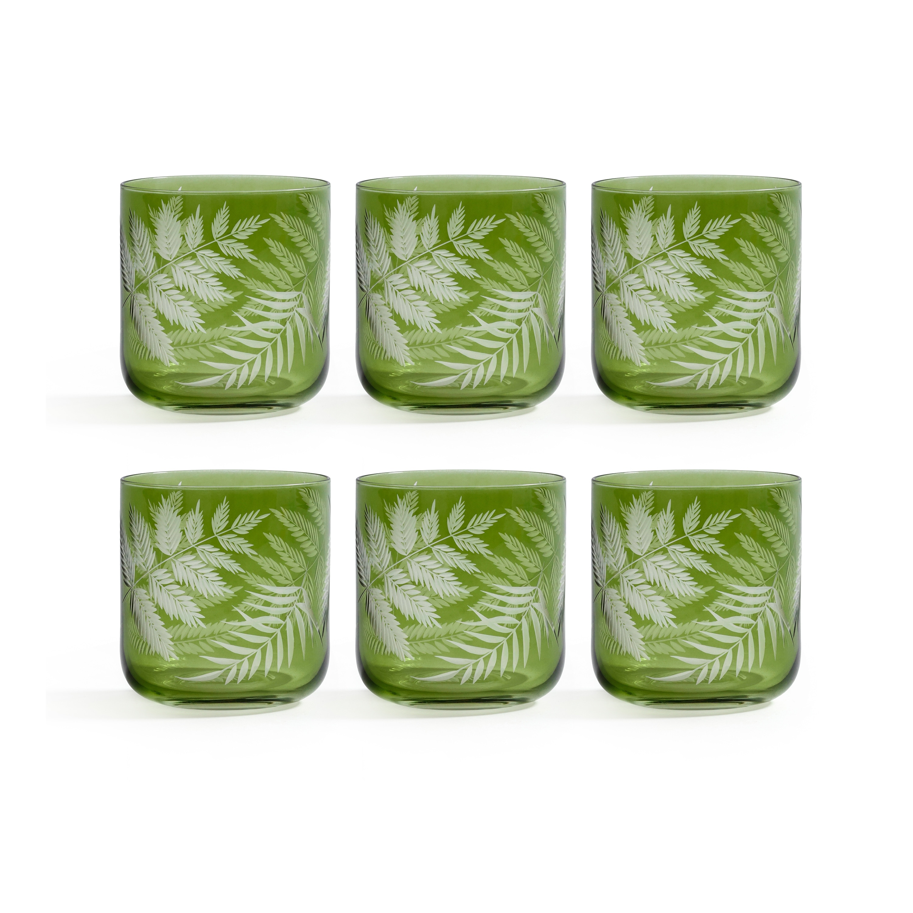 Fern Leaf Rock Glasses, Set of 6