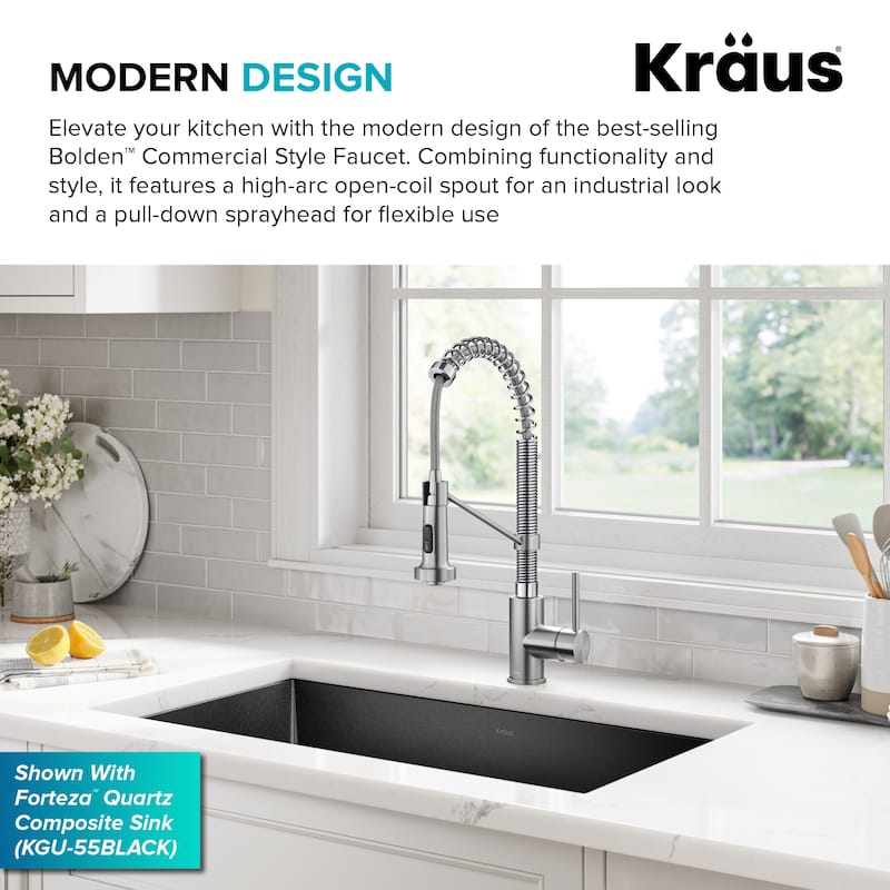 Kraus Bolden 2-Function 1-Handle Commercial Pulldown Kitchen Faucet