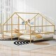 preview thumbnail 1 of 21, Twin Size Metal Double Triangular House Beds with Built-in Table for Kids, Boys and Girls, Bedroom Gold
