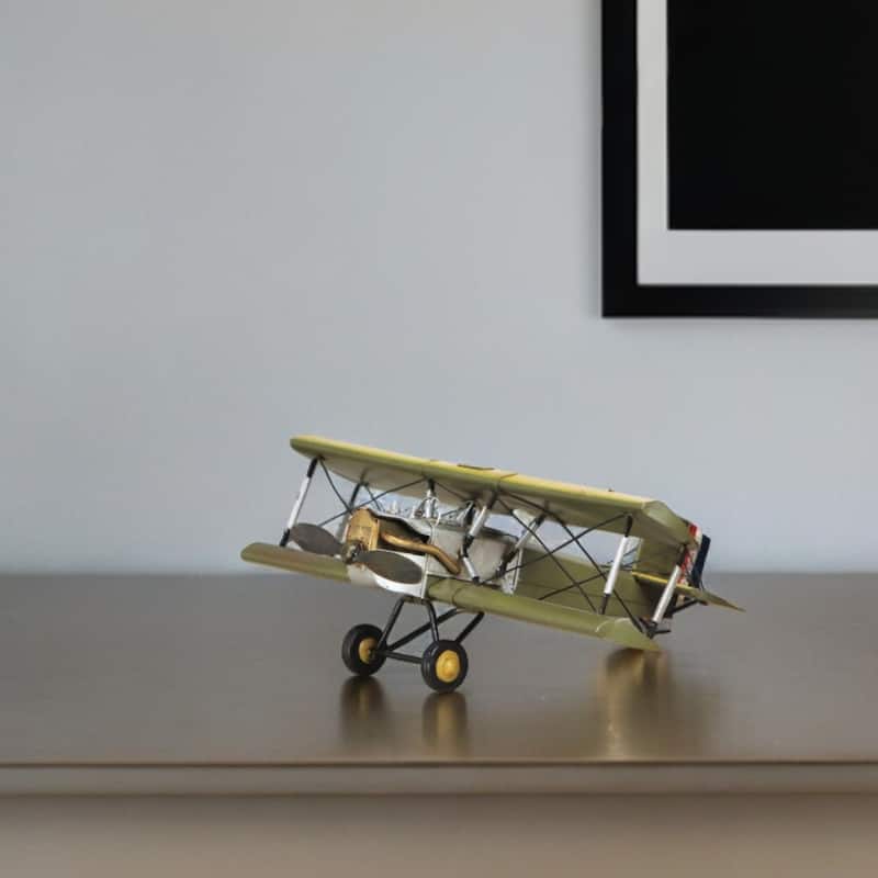 HomeRoots 6" Yellow and Green Metal Hand Painted Model Airplane - 11' X '5.75' X '14 - 11' X '5.75' X '14