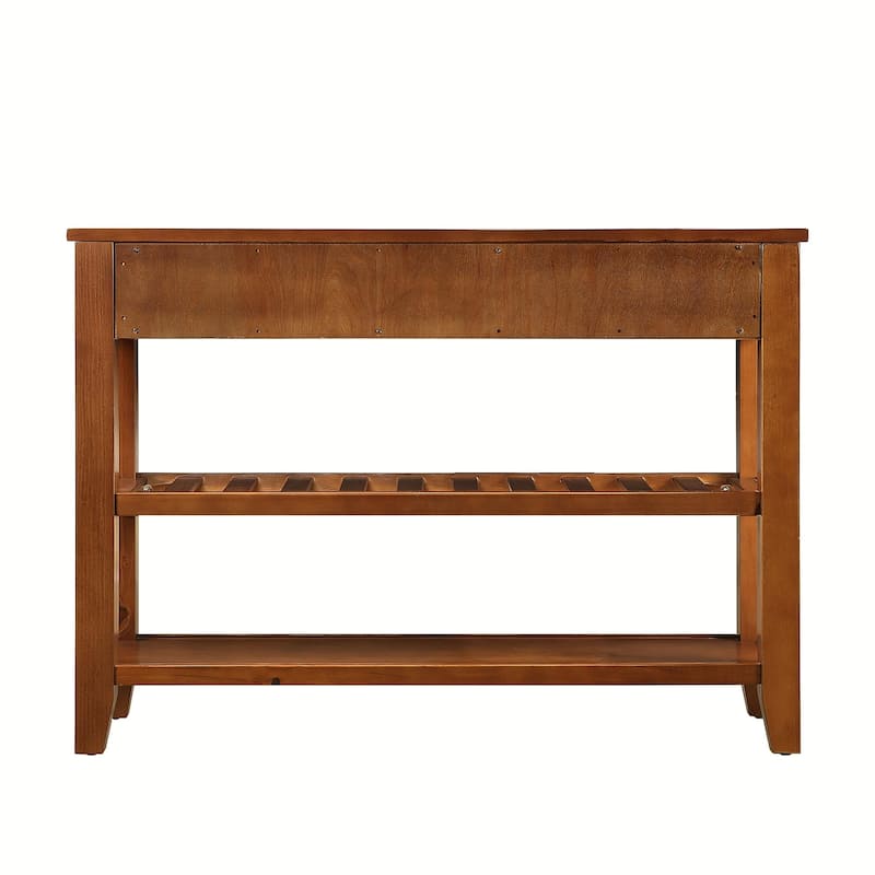 Mid-Century Console Table with Storage Drawers and Shelves