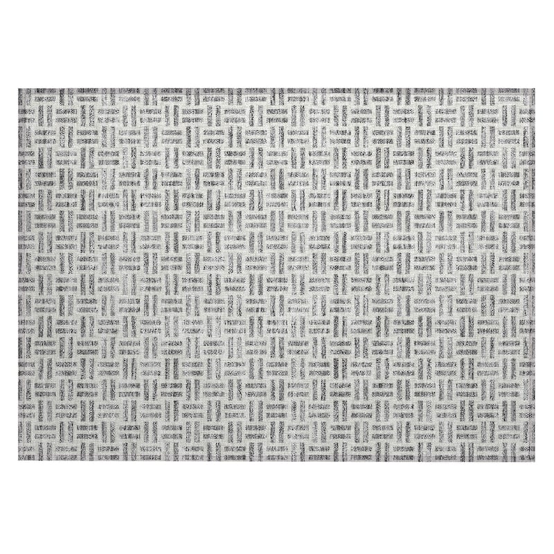 Machine Washable Indoor/ Outdoor Contemporary Basketweave Chantille Rug