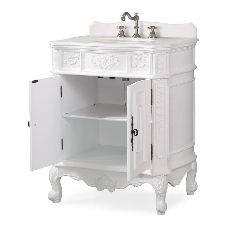 31" Benton Collection Fiesta Antique Style White Bathroom Vanity