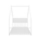 preview thumbnail 4 of 10, White Twin Metal Bed Frame with Slats, House Bed with Roof and Colorful Light