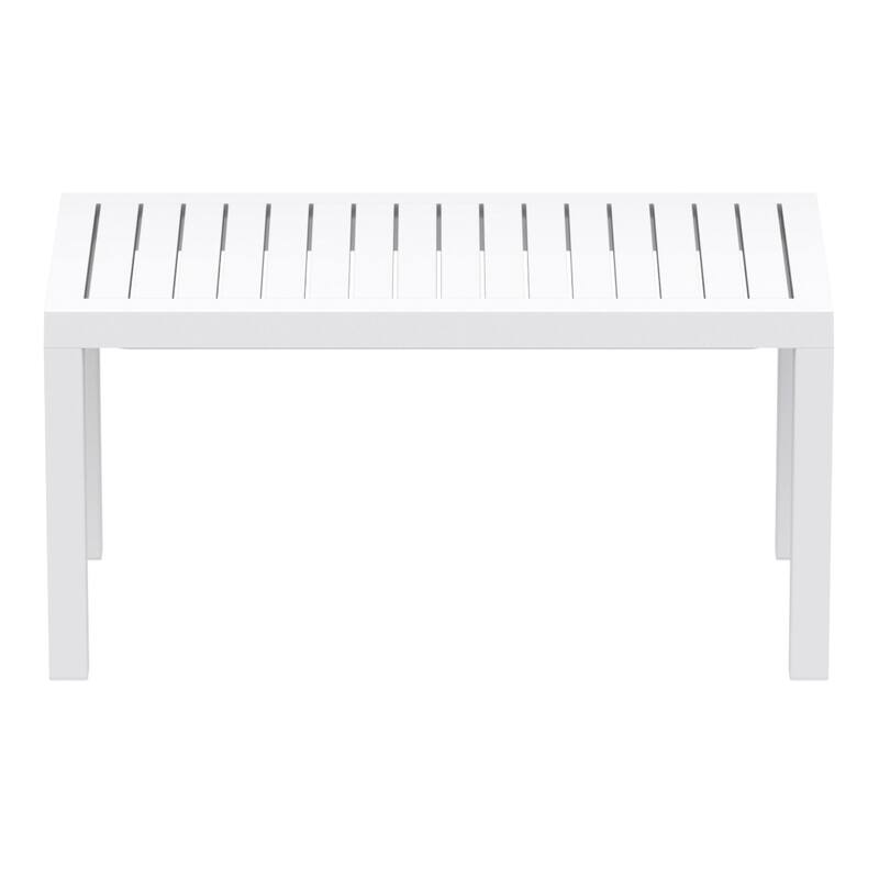 36" White Patio Solid Rectangular Patio Resin Coffee Table