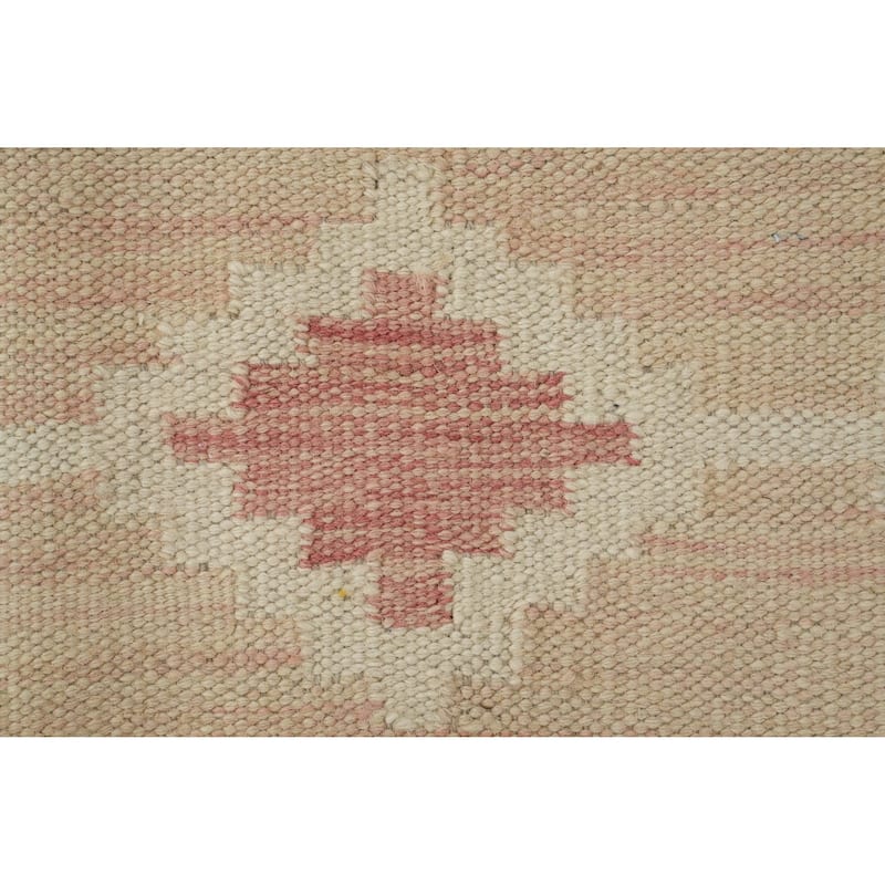 Hand Woven Oriental 100% Wool Carpet Southwestern Tribal Beige & Ivories Kilim Area Rug - 10' 0'' X 7' 2''
