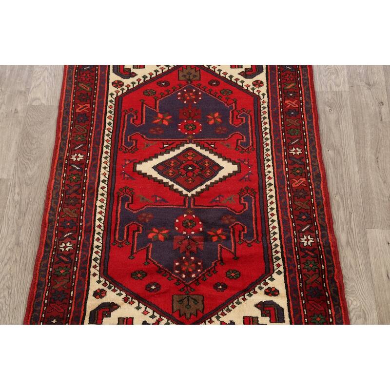 Tribal Traditional Hamedan Persian Area Rug Wool Hand-knotted Carpet - 3'4" x 4'7"