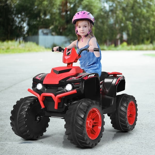 slide 2 of 82, Costway 12V Kids 4-Wheeler ATV Quad Ride On Car w/ LED Lights Music - 42''x25.5''x29''(LxWxH)