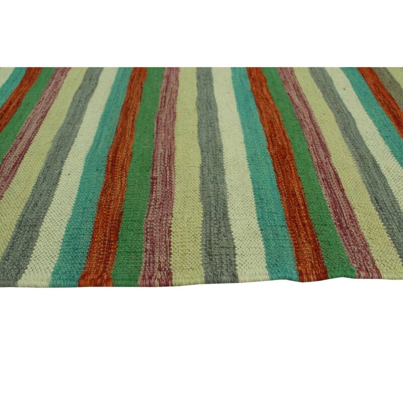 Noori Rug Winchester Flatweave Obi Rust/Green Rug - 3'11" x 5'10"