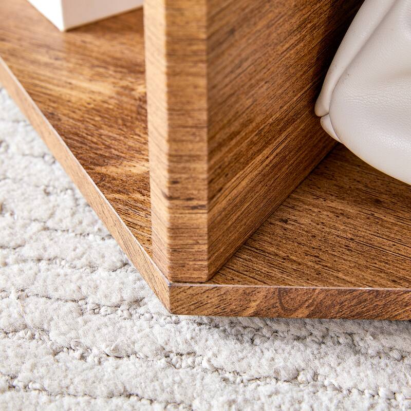 Roomfitters Hexagonal Coffee Table with Patterned MDF Finish, Modern Multi-Use Storage Table for Living Room