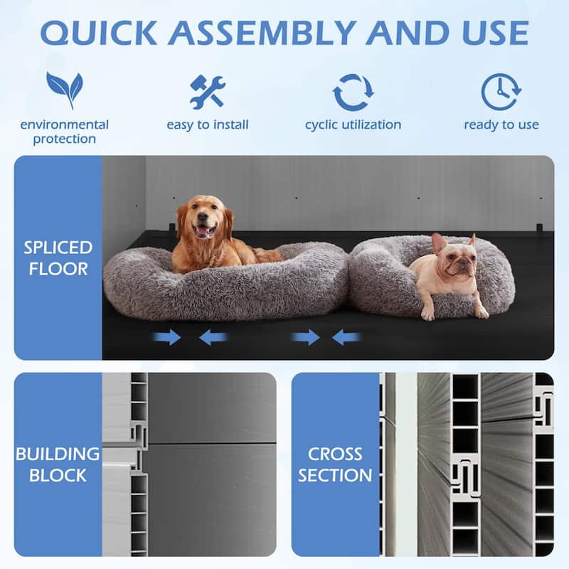 8ft Outdoor Plastic Storage Shed With Floor, 435 Cuft Waterproof Garden Shed With Lockable Door, Plastic Tool Storage