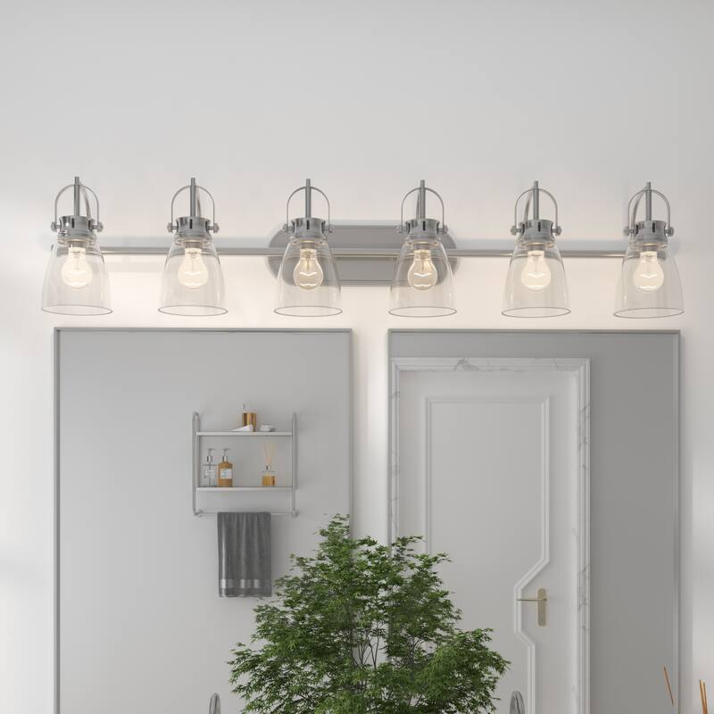 Acroma 6-light Modern Industrial Nickel Bathroom Vanity Lights - Brushed Nickel