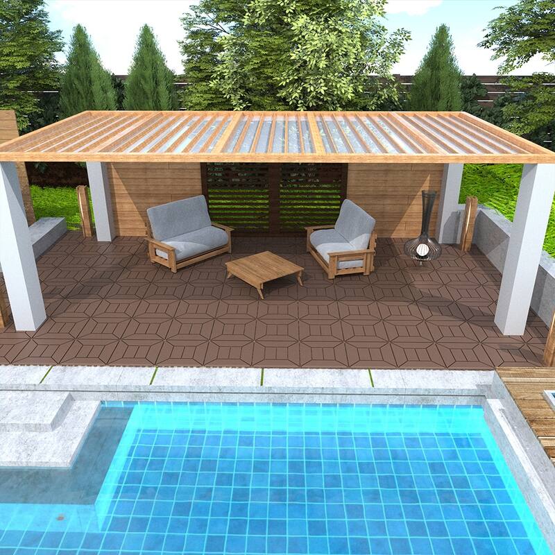 12" Interlocking Patio Deck Tiles – DIY Modular Flooring for Porch, Poolside, Balcony (44-Piece Set) - 44pcs