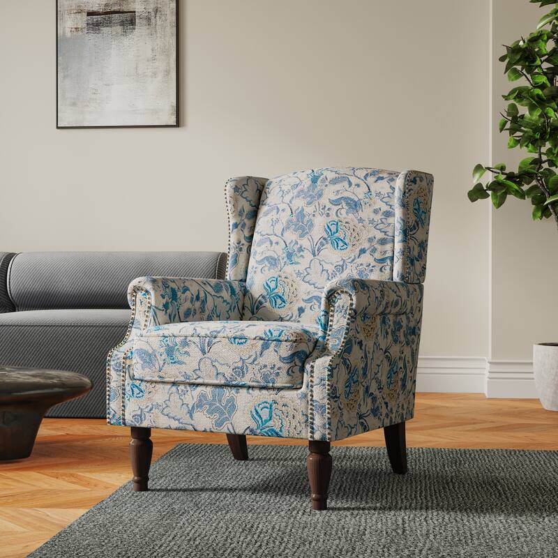 Patterned Upholstered Accent Chair for Living Room