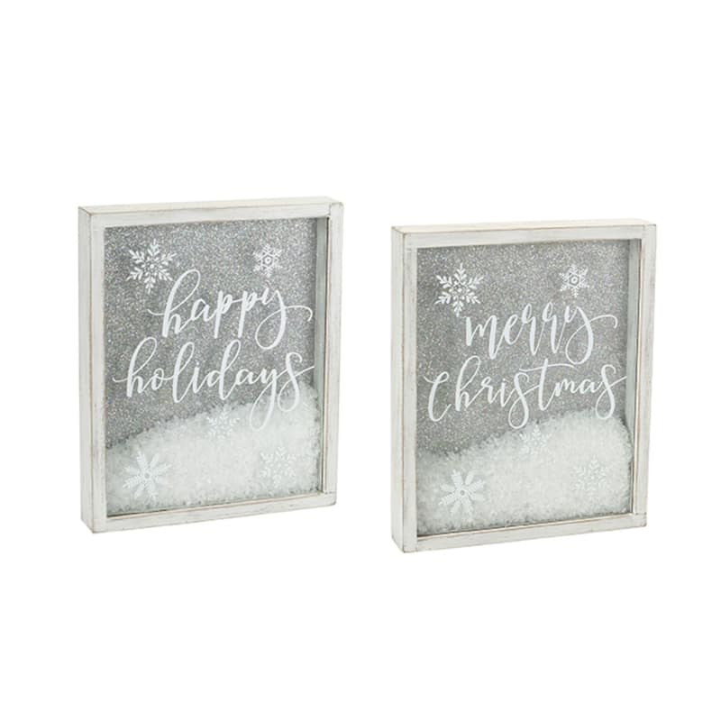 Set of 2 Decorative Christmas Frame with Snow 11”H