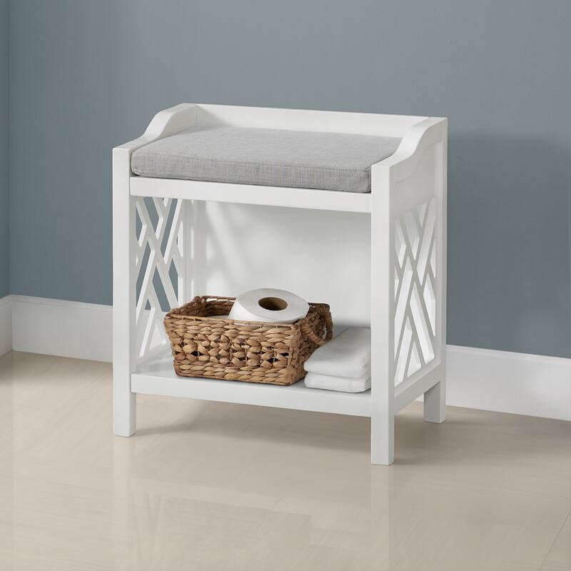 Coventry Bench with Cushion (White) - White