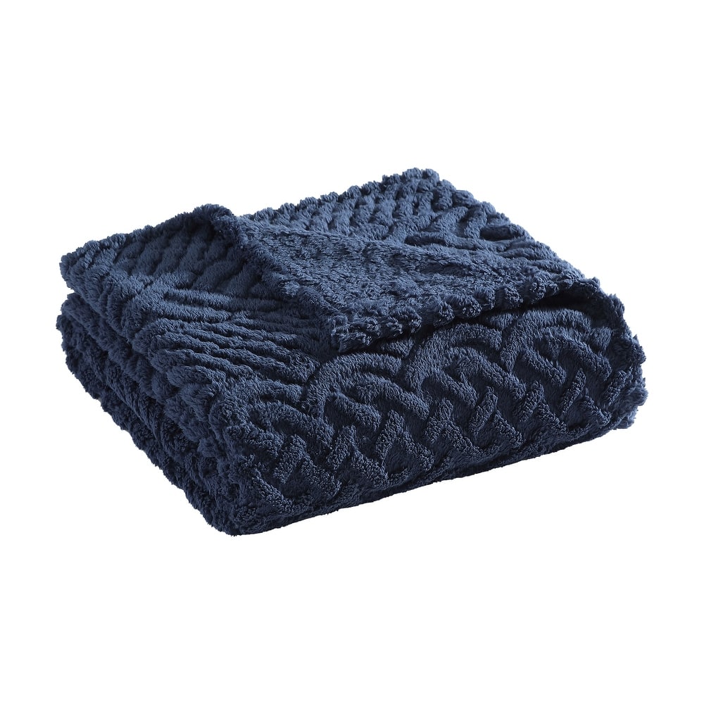 Nautica Cable Knit Plush Throw Blanket With Self Reverse, Extra Warm (50X60 Inches)