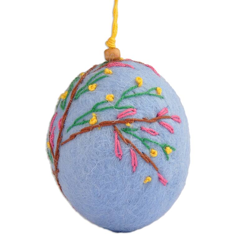Novica Handmade Armenian Spring Embroidered Felt Ornament