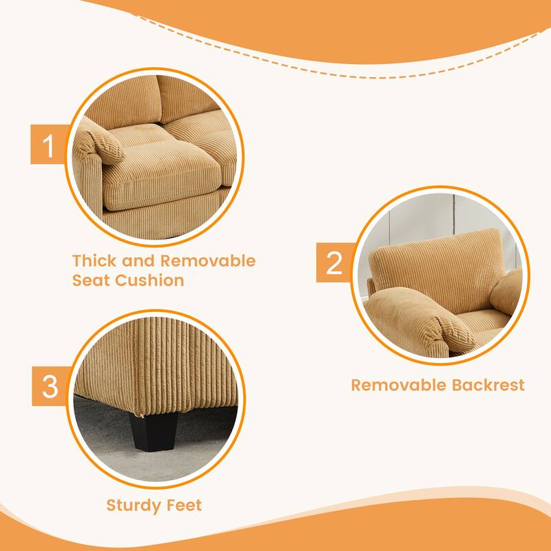 Corduroy Loveseats, Soft, Comfortable & Pet-Friendly