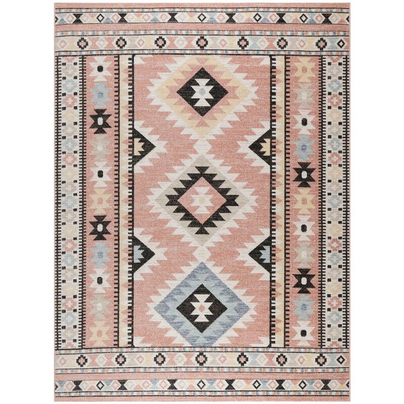 HomeRootsGeometric Bohemian Rectangle Area Rug - 120' X '94' X '0.25