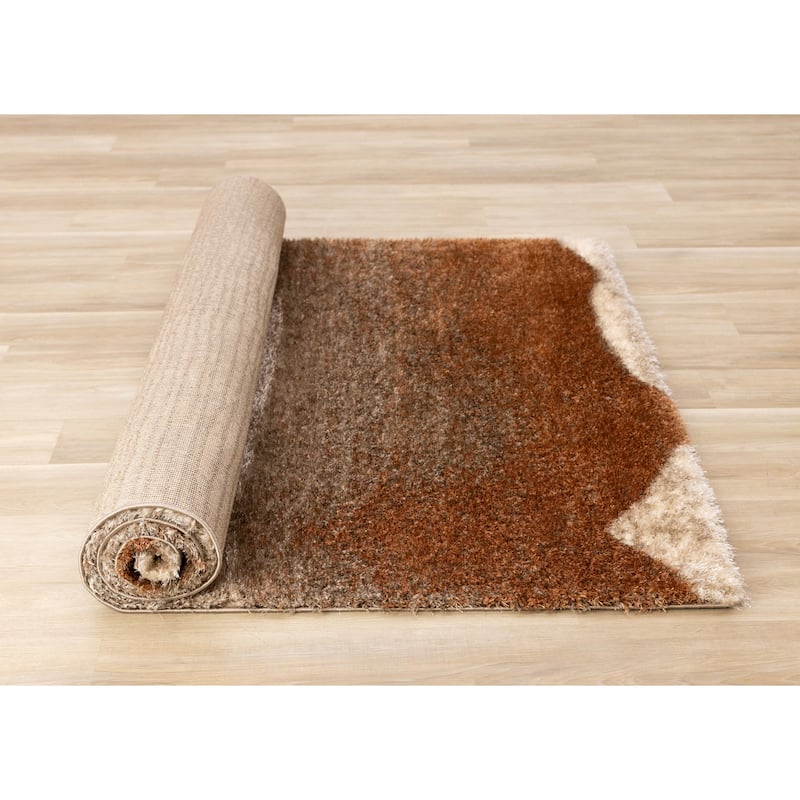 Orange Taupe Cream Sandbanks Soft Living Room Rug