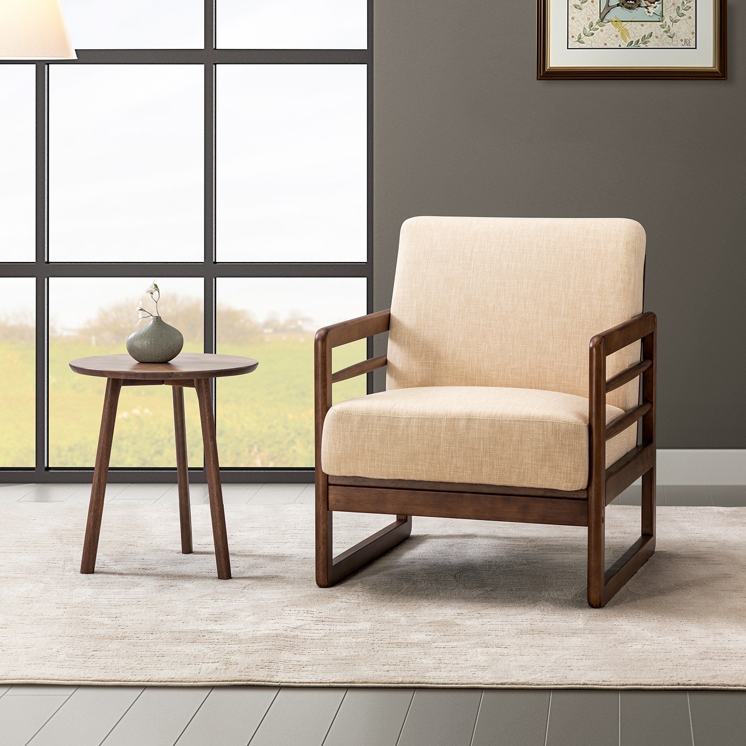 Eleleus Wooden Upholstered Accent Chair with Solid wood Legs SportSpyder