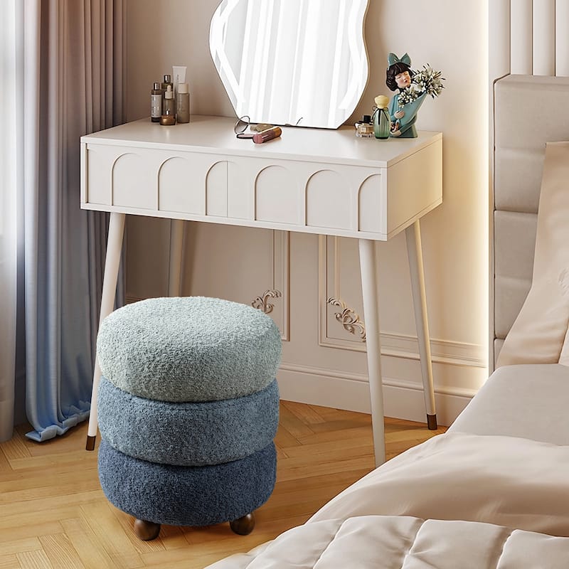 Glitzhome 19"H Gradient Upholstered Storage Ottoman or Accent Stool with Rubberwood Ball Feet
