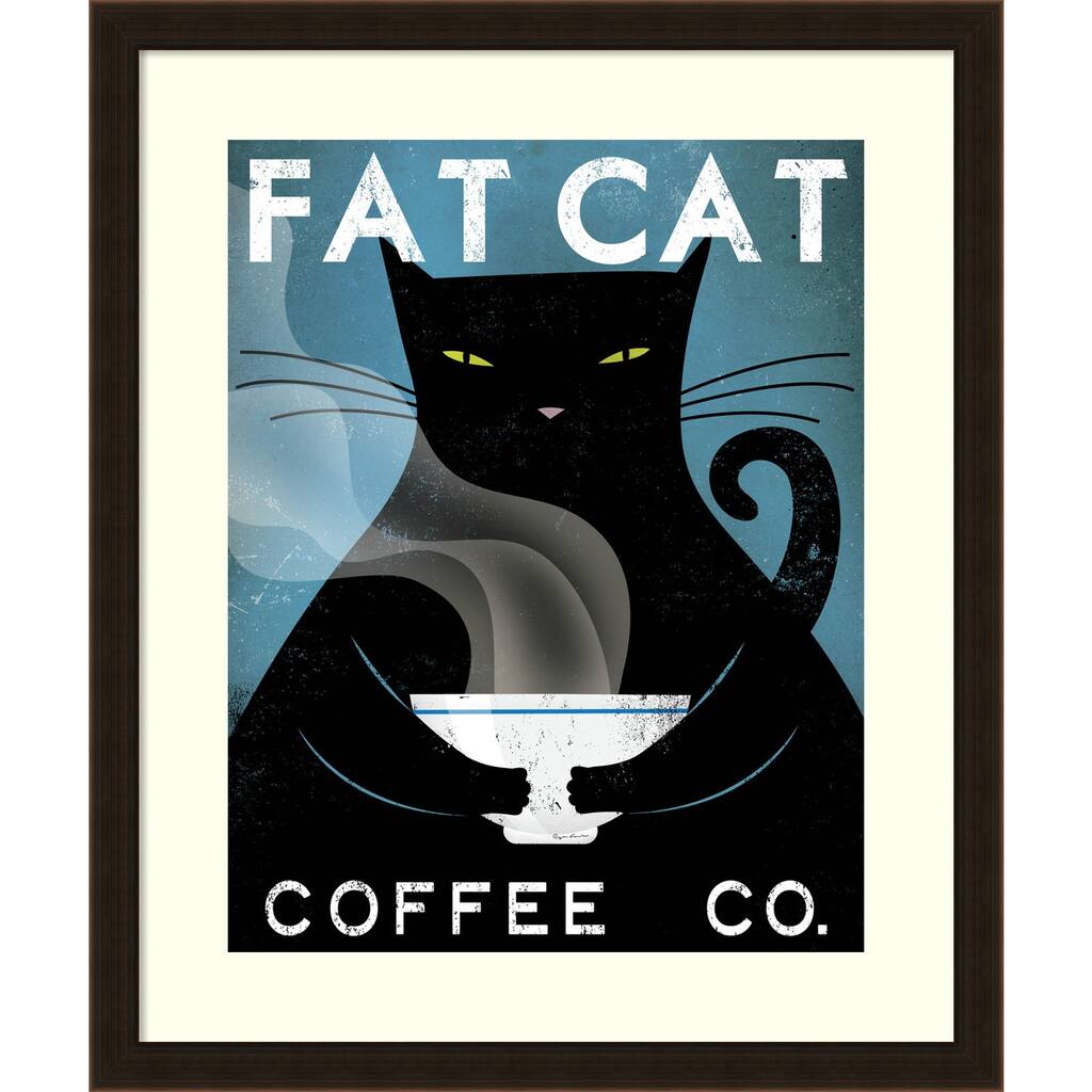 Framed Art Print 'Cat Coffee (no city)' by Ryan Fowler 23 x 28-inch
