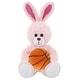 preview thumbnail 1 of 4, DolliBu Huggable Rose Gold Bunny Stuffed Animal with Basketball Plush - 8 inches