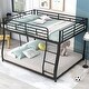 preview thumbnail 11 of 10, Metal Full XL Over Queen Floor Bunk Bed with Sloping Ladder, Space-Saving Design, Black