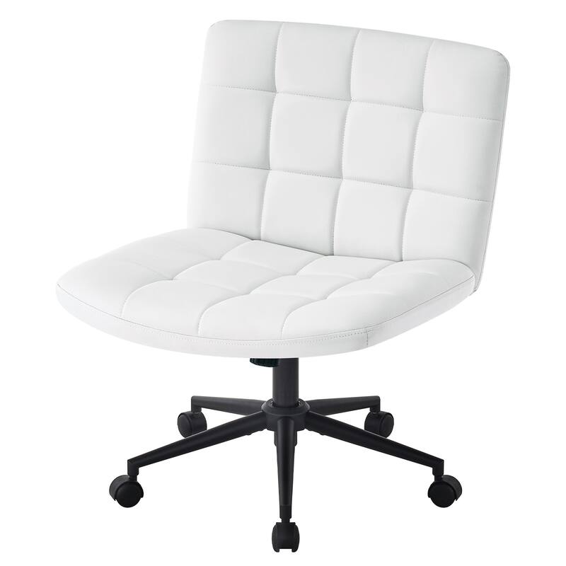 PU Leather Low Back Desk Chair, Swivel Computer Chair with Lumbar Support, Armless Desk Chair with Adjustable Height