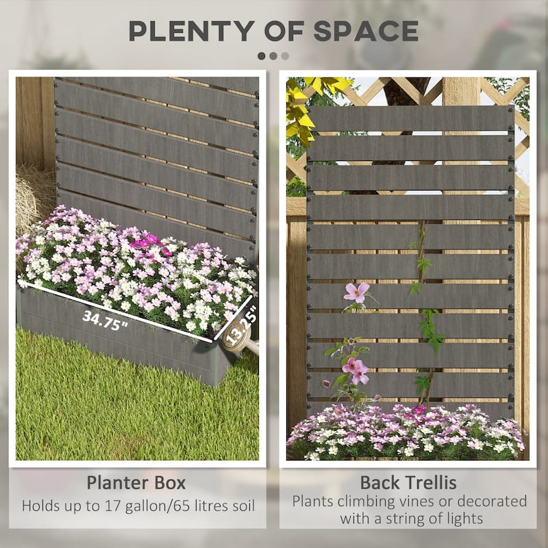 Outsunny Raised Garden Bed with Trellis for Climbing Plants, Planter Box with Self Draining Gap, Freestanding Trellis Planter