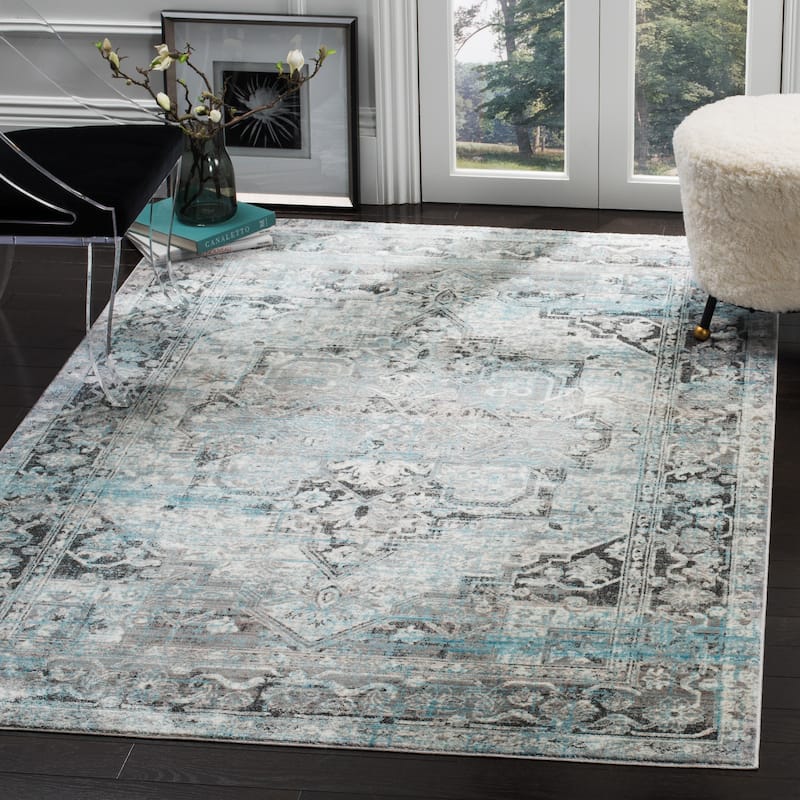 SAFAVIEH Claremont Alleen Vintage Boho Oriental Polyester Rug - 3'3" x 5'3" - Ivory/Grey - Rectangle