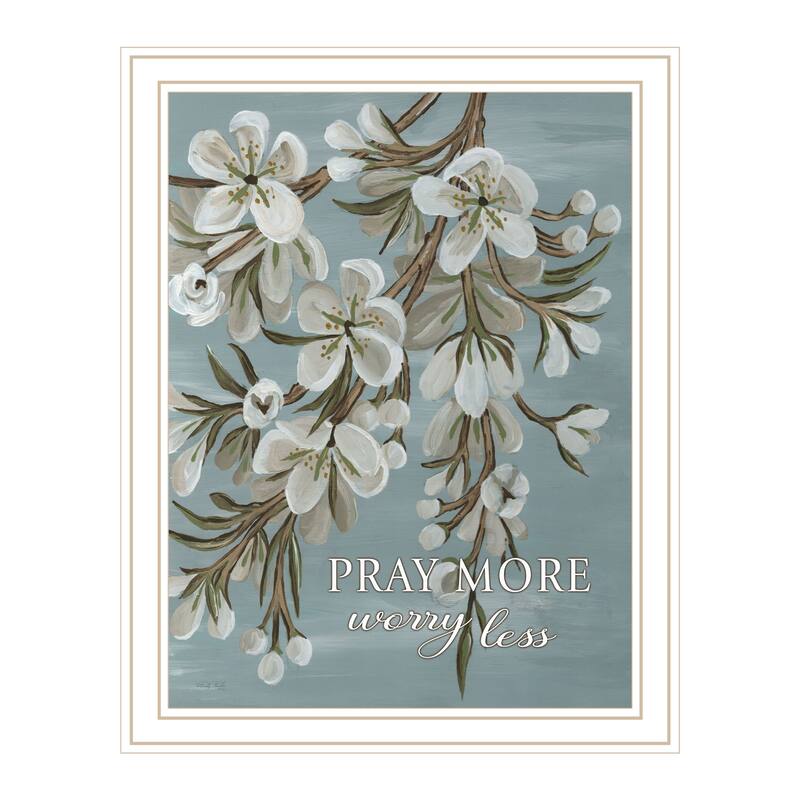 TrendyDecor4U "Pray More, Worry Less" Framed Print Wall Art - White