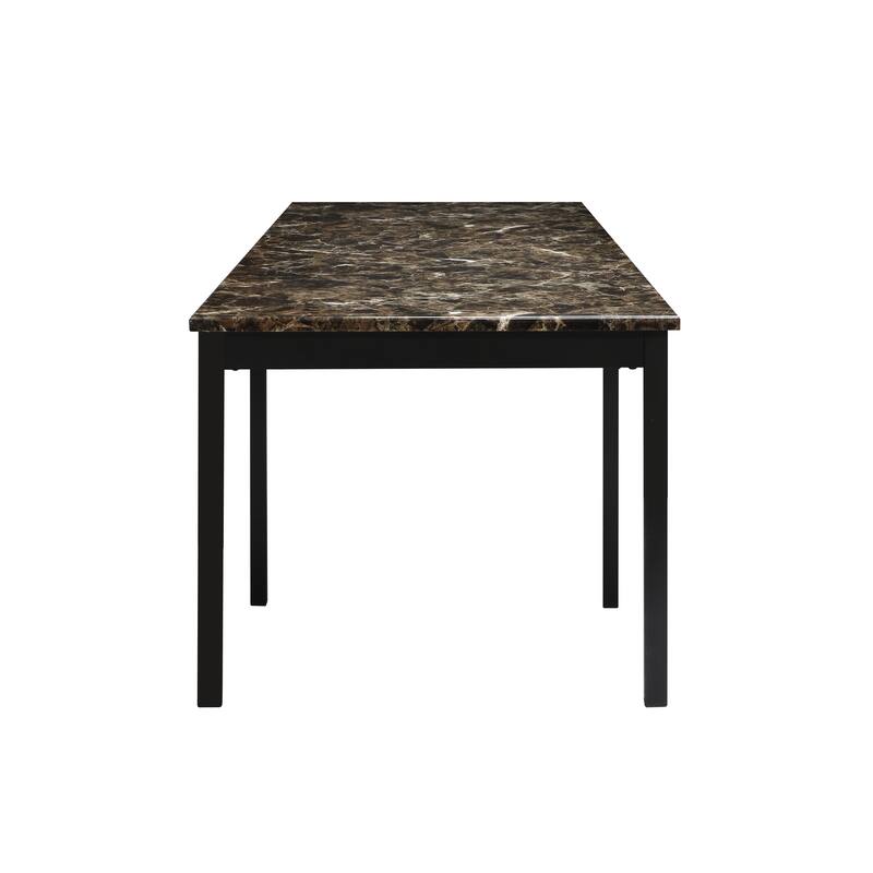 2pc Writing Desk and Chair Set Black Finish Metal Frame Faux Leather Upholstery Small Space Furniture Home Office