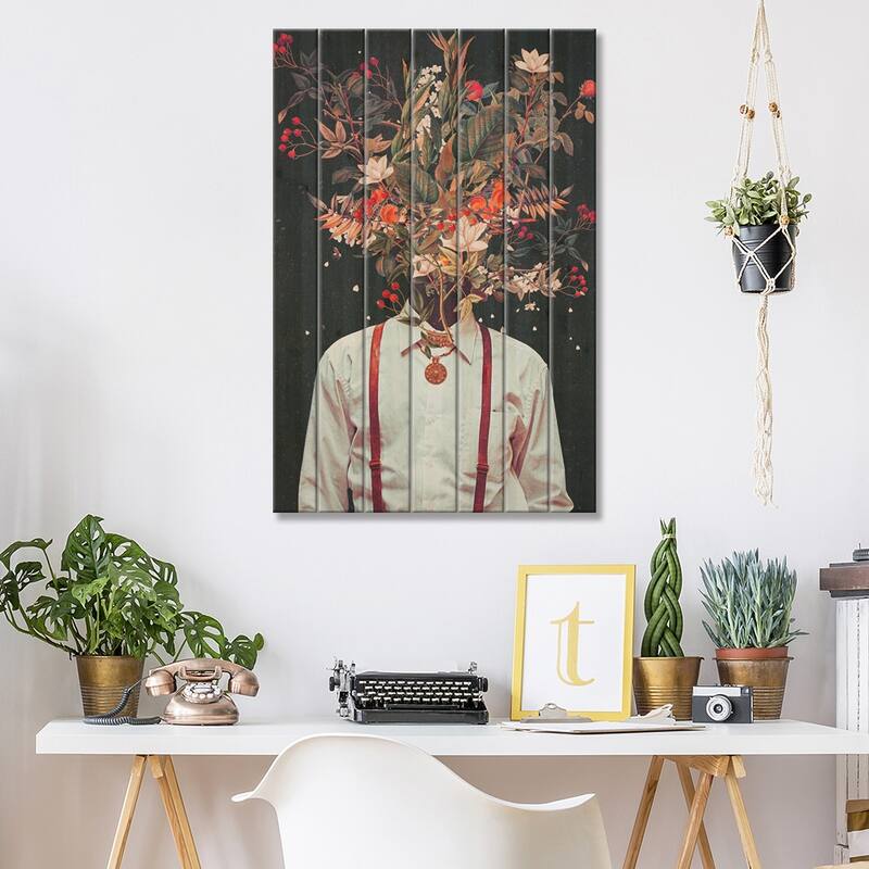 Foliage Print On Wood by Frank Moth - Multi-Color