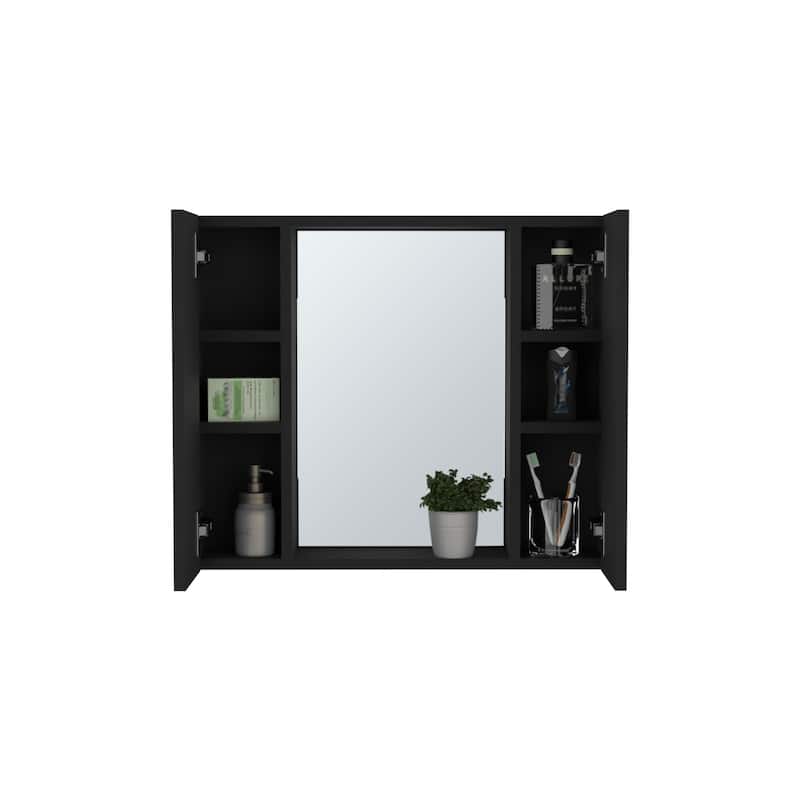 Space-Saving Medicine Cabinet with Double Doors, Mirror & External Shelf