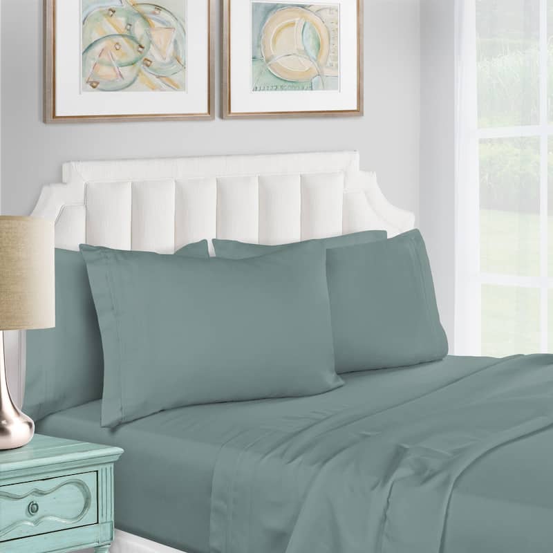 ﻿Superior 1200 Thread Count Egyptian Cotton Solid Bed Sheet Set - Queen - Teal