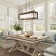 preview thumbnail 4 of 6, Farmhouse 4-Light Wood Rectangle Chandelier Linear Island Lights for Dining Room - L27.5"x W10"x H10"